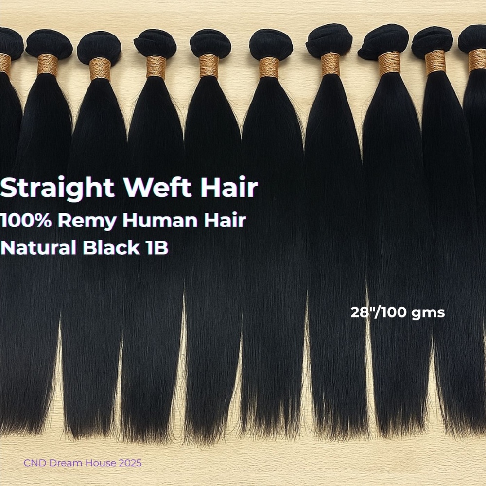 28" Weft Human Hair Extensions 100g Natural Black